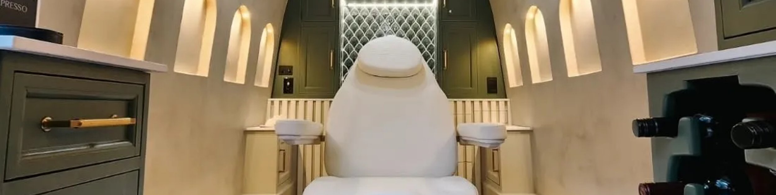 Interior of a custom mobile med spa van in Florida